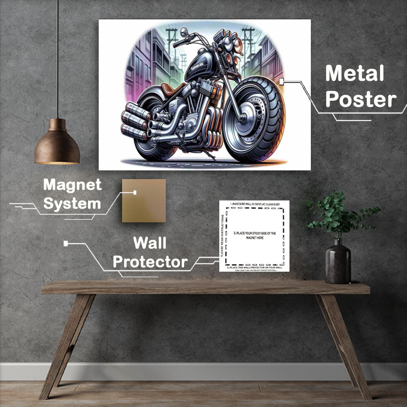 Buy Metal Poster : (Cartoon Kawasaki W800 Motorcycle Art)