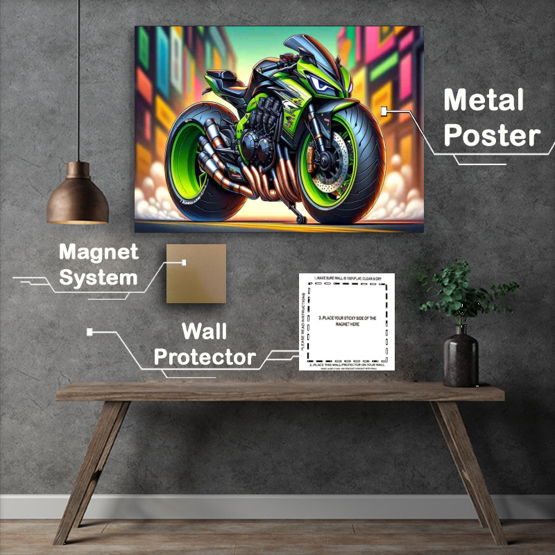 Buy Metal Poster : (Cartoon Kawasaki Z900 Art)