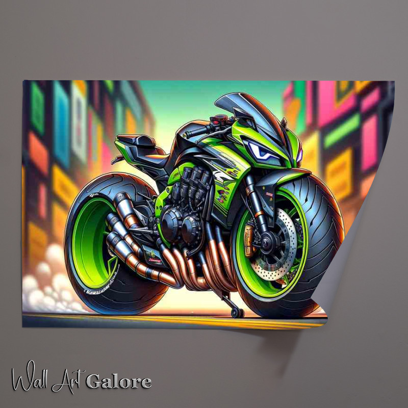 Buy Unframed Poster : (Cartoon Kawasaki Z900 Art)