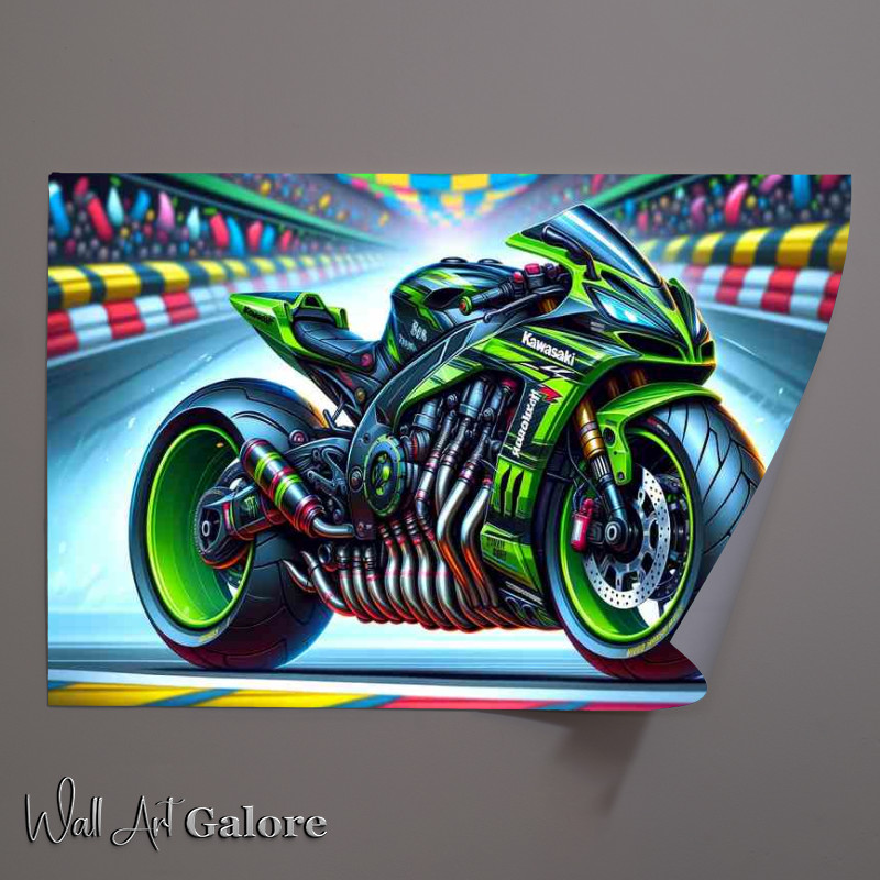 Buy Unframed Poster : (Cartoon Kawasaki ZX 10 Tomcat Motorcycle Art)