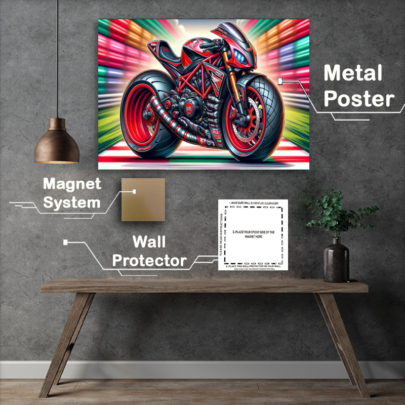 Buy Metal Poster : (Cartoon Moto Morini 350 Sport Motorcycle Art)