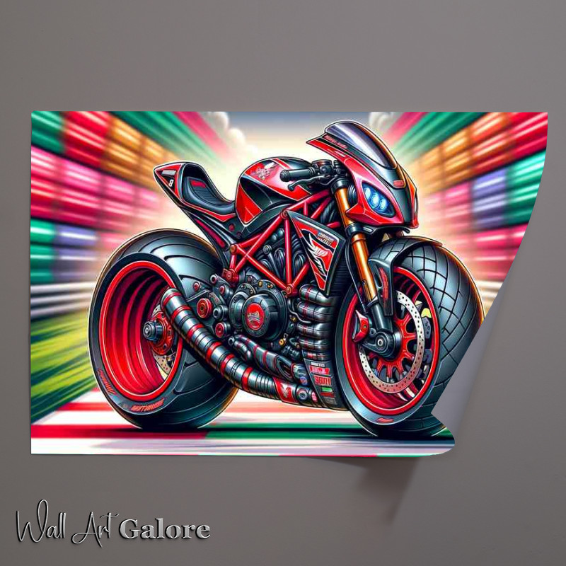 Buy Unframed Poster : (Cartoon Moto Morini 350 Sport Motorcycle Art)