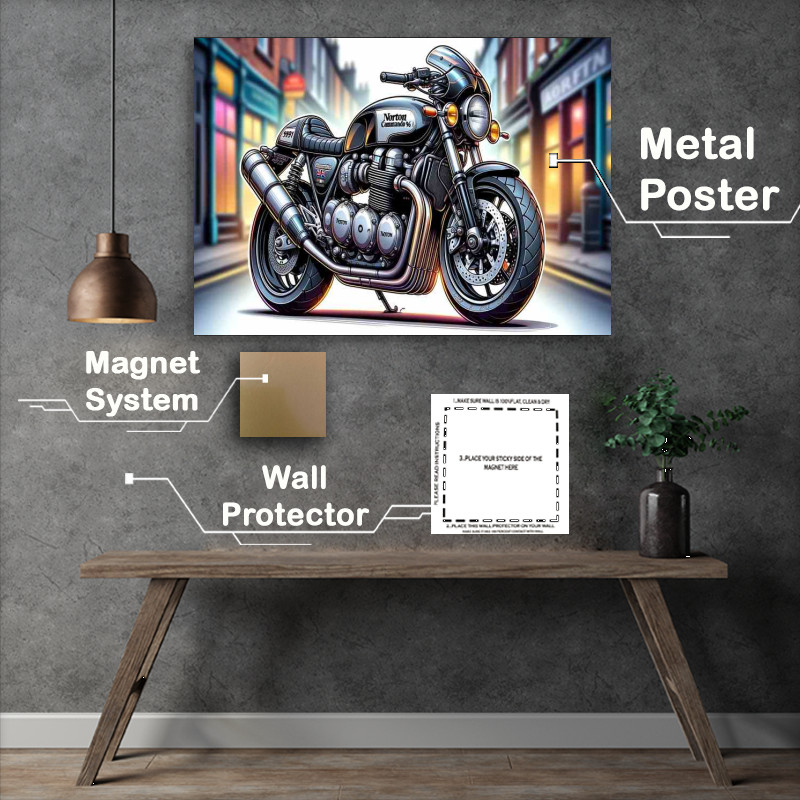 Buy Metal Poster : (Cartoon Norton Commando 961 Motorcycle Art)