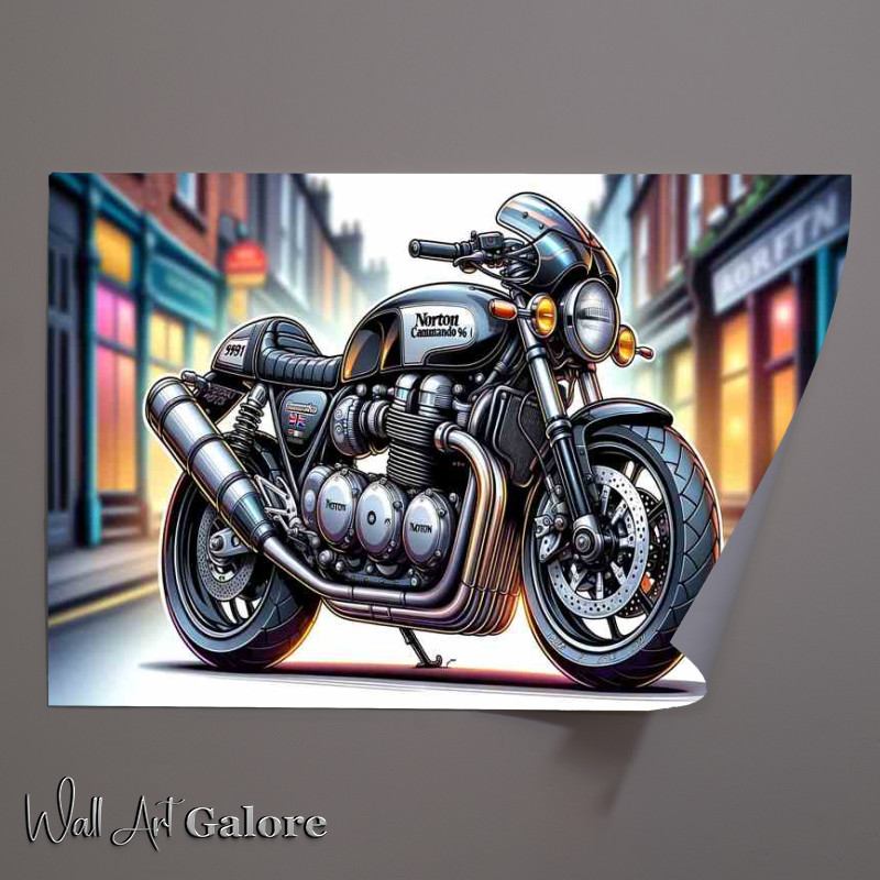 Buy Unframed Poster : (Cartoon Norton Commando 961 Motorcycle Art)