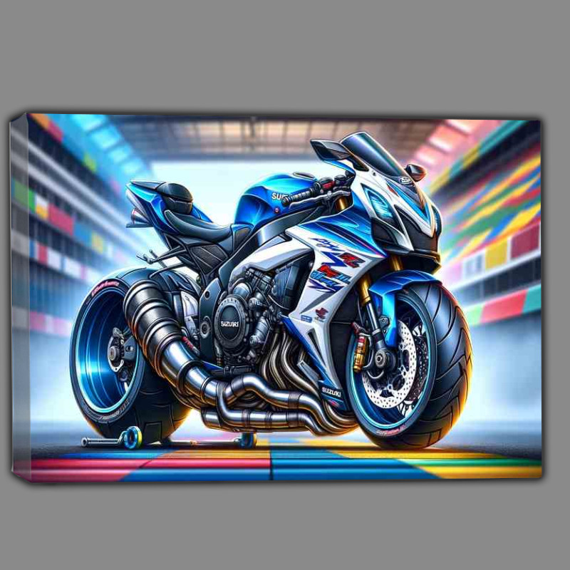 Buy Canvas : (Cartoon Suzuki GSXR750 Motorcycle Art)