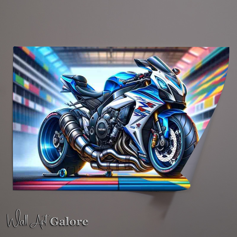 Buy Unframed Poster : (Cartoon Suzuki GSXR750 Motorcycle Art)