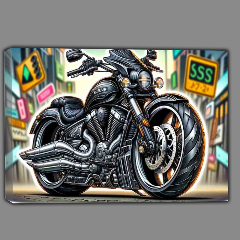 Buy Canvas : (Cartoon Suzuki Intruder Motorcycle Art)