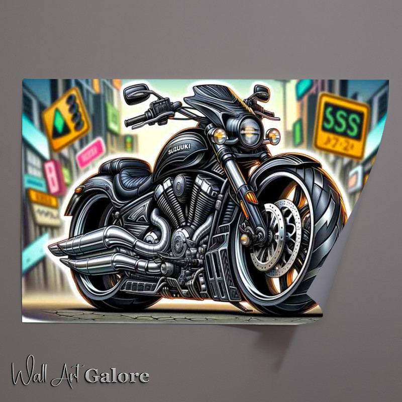 Buy Unframed Poster : (Cartoon Suzuki Intruder Motorcycle Art)