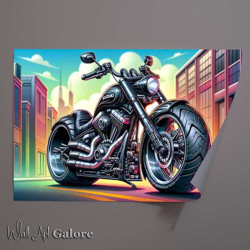 Buy Unframed Poster : (Cartoon Suzuki Marauder Motorcycle Art)