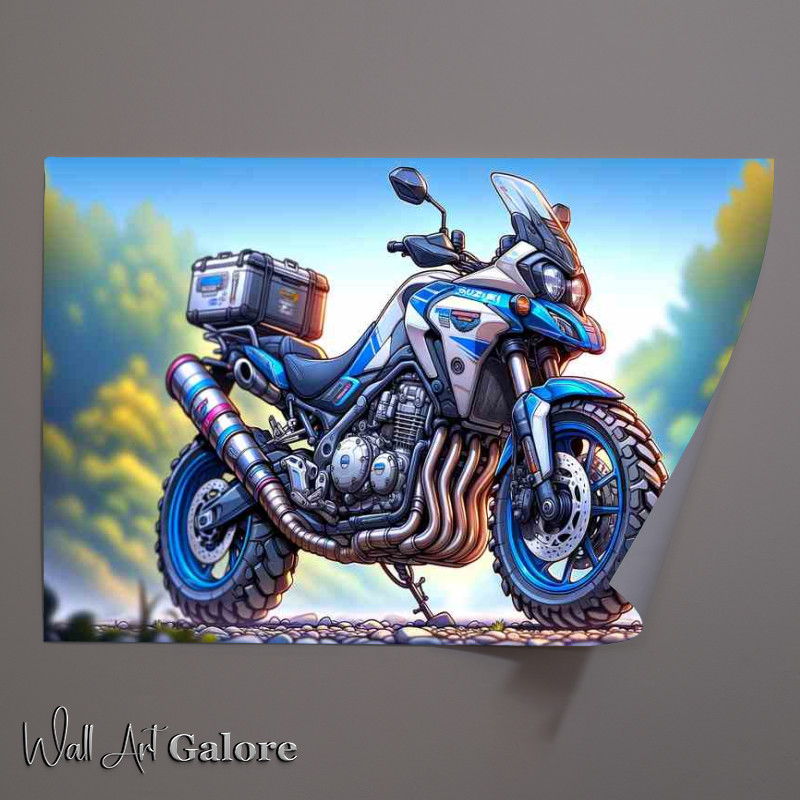 Buy Unframed Poster : (Cartoon Suzuki V Strom 650 Motorcycle Art)