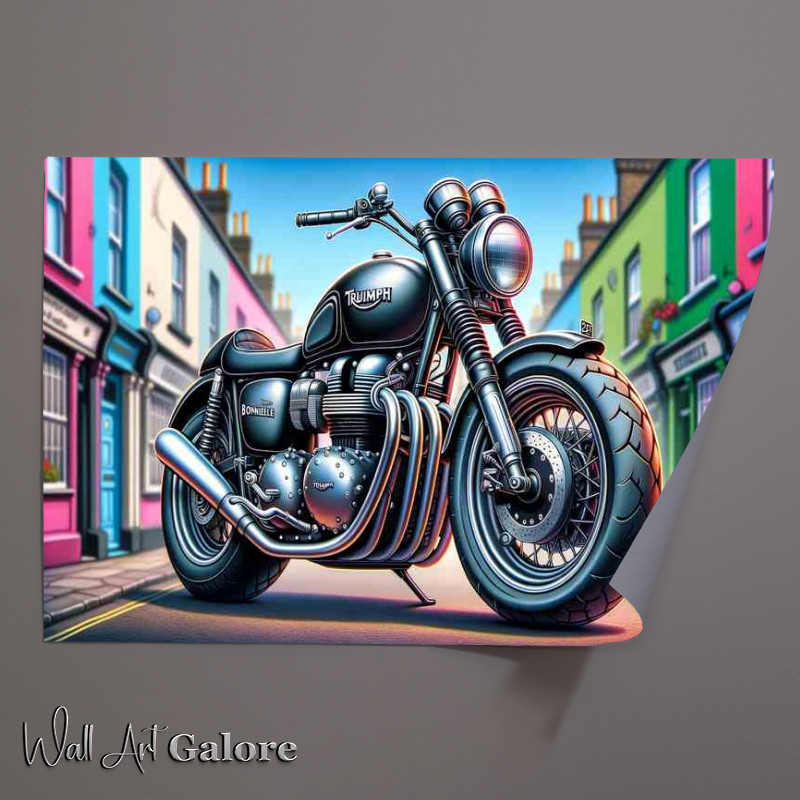 Buy Unframed Poster : (Cartoon Triumph Bonneville Motorcycle Art)