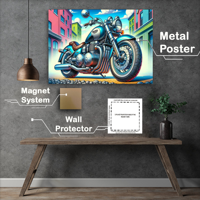 Buy Metal Poster : (Cartoon Triumph Thunderbird 900 Motorcycle Art)