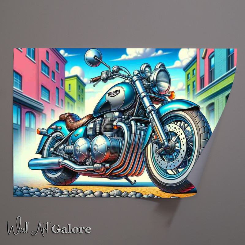 Buy Unframed Poster : (Cartoon Triumph Thunderbird 900 Motorcycle Art)