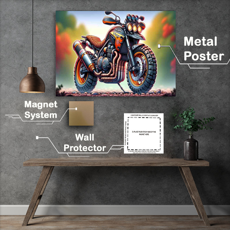Buy Metal Poster : (Cartoon Triumph Tiger 900 Motorcycle Art)