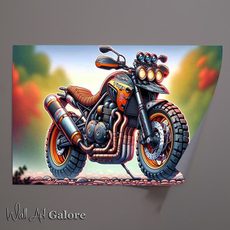 Buy Unframed Poster : (Cartoon Triumph Tiger 900 Motorcycle Art)