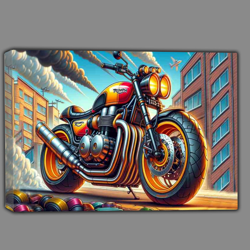 Buy Canvas : (Cartoon Triumph X75 Hurricane Motorcycle Art)