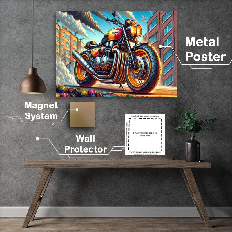 Buy Metal Poster : (Cartoon Triumph X75 Hurricane Motorcycle Art)