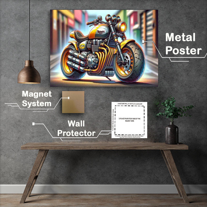 Buy Metal Poster : (Cartoon Triumph X75 Hurricane Motorcycle Art so cool)