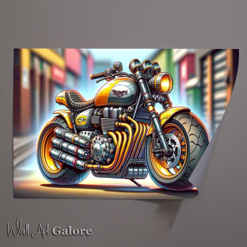 Buy Unframed Poster : (Cartoon Triumph X75 Hurricane Motorcycle Art so cool)