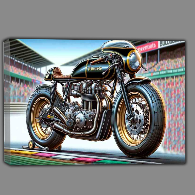 Buy Canvas : (Cartoon Velocette Thruxton Motorcycle Art)