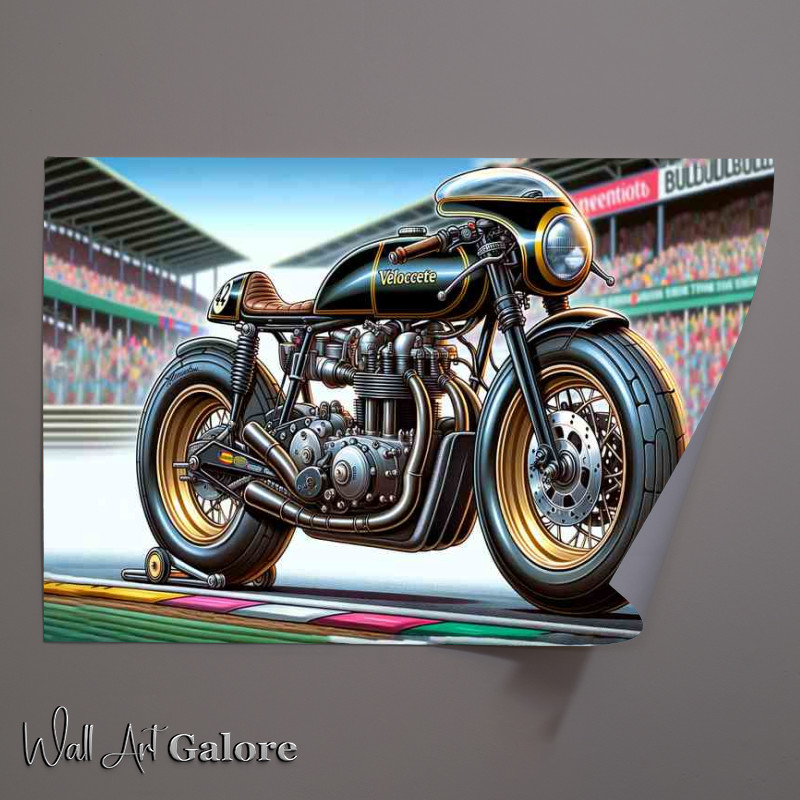 Buy Unframed Poster : (Cartoon Velocette Thruxton Motorcycle Art)
