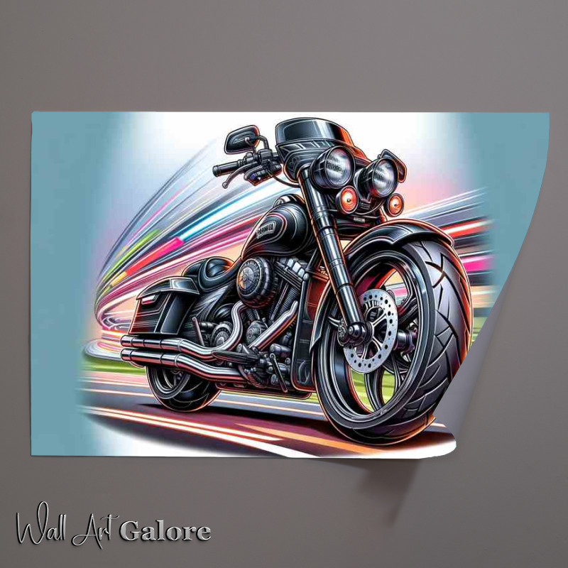 Buy Unframed Poster : (Cartoon Yamaha Road Star Motorcycle Art)