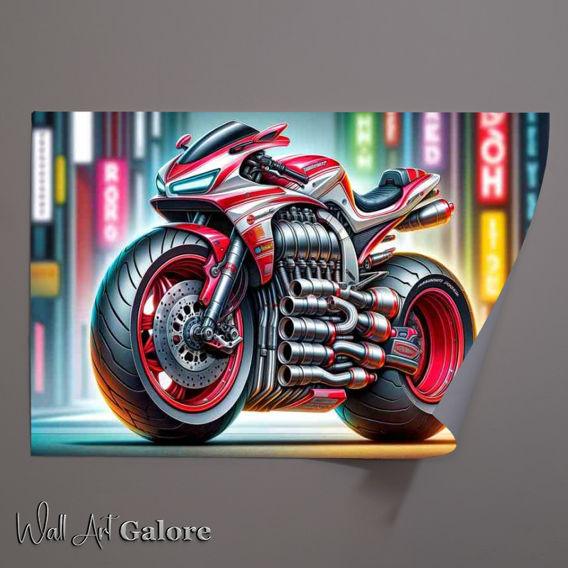 Buy Unframed Poster : (Cartoon Yamaha Thundercat Motorcycle Art)