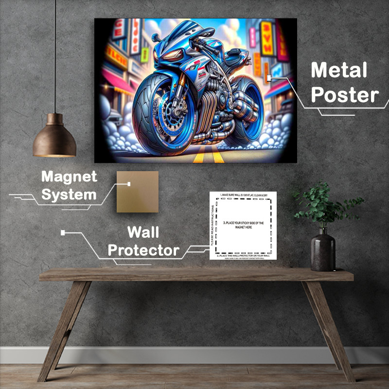 Buy Metal Poster : (Cool Cartoon Aprilia Tuono Motorcycle Art)