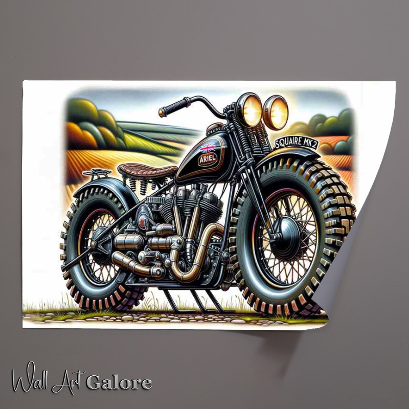 Buy Unframed Poster : (Cool Cartoon Ariel Square 4 MK2 Motorcycle Art)