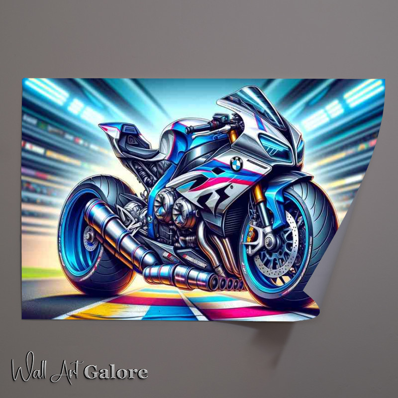 Buy Unframed Poster : (Cool Cartoon BMW HP4 Motorcycle Art)