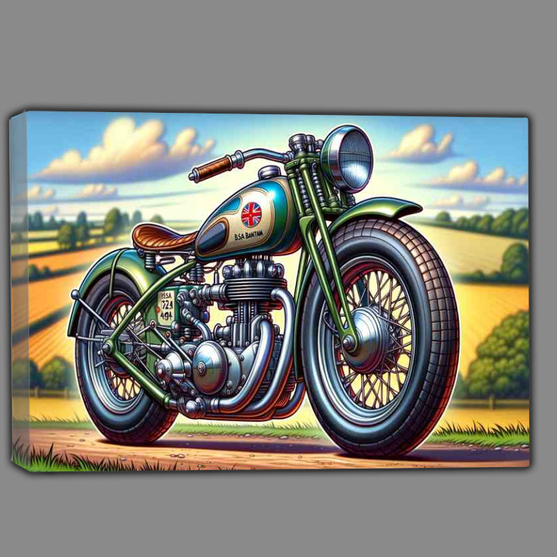 Buy Canvas : (Cool Cartoon BSA Bantam Motorcycle Art)