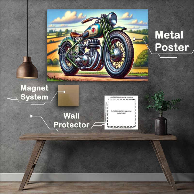 Buy Metal Poster : (Cool Cartoon BSA Bantam Motorcycle Art)