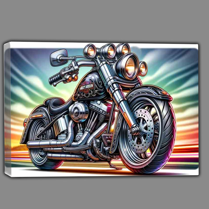 Buy Canvas : (Cool Cartoon Harley Davidson Motorcycle Art)