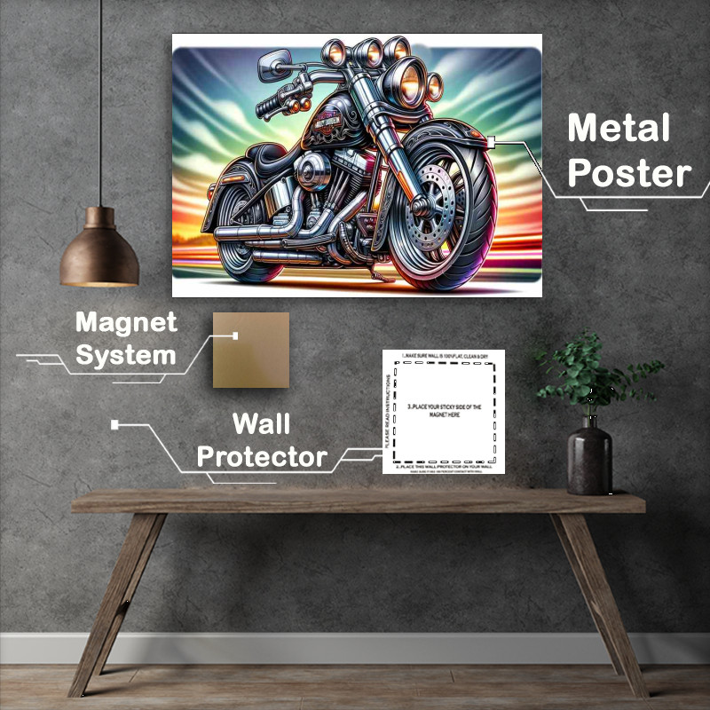 Buy Metal Poster : (Cool Cartoon Harley Davidson Motorcycle Art)