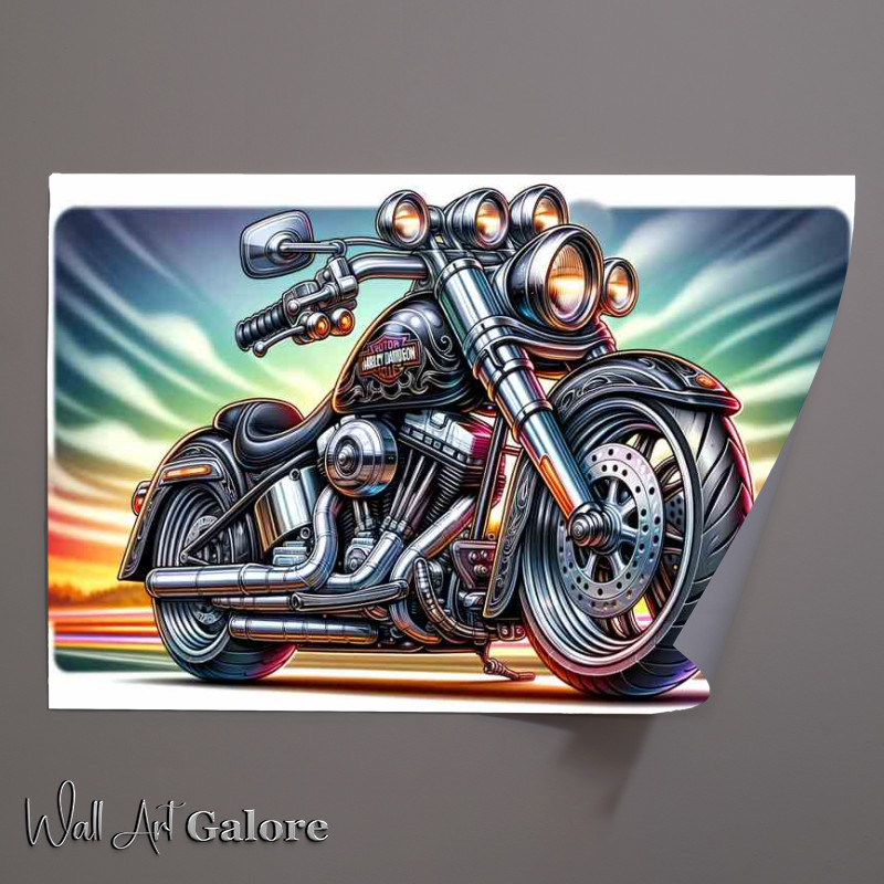 Buy Unframed Poster : (Cool Cartoon Harley Davidson Motorcycle Art)