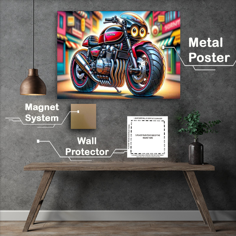 Buy Metal Poster : (Cool Cartoon Honda CB750F Art)