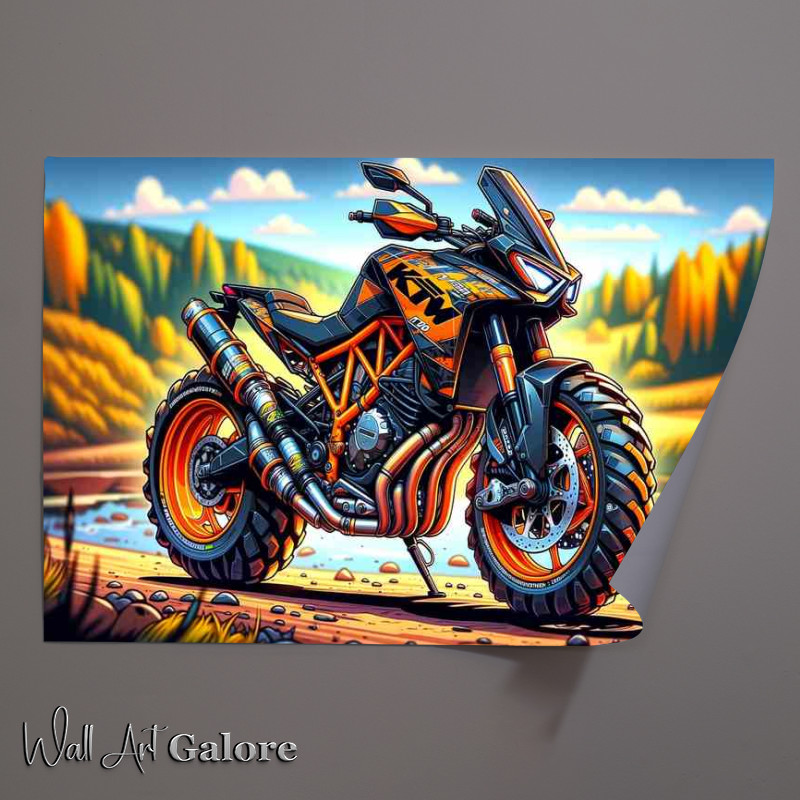 Buy Unframed Poster : (Cool Cartoon KTM 1190 Motorcycle Art)