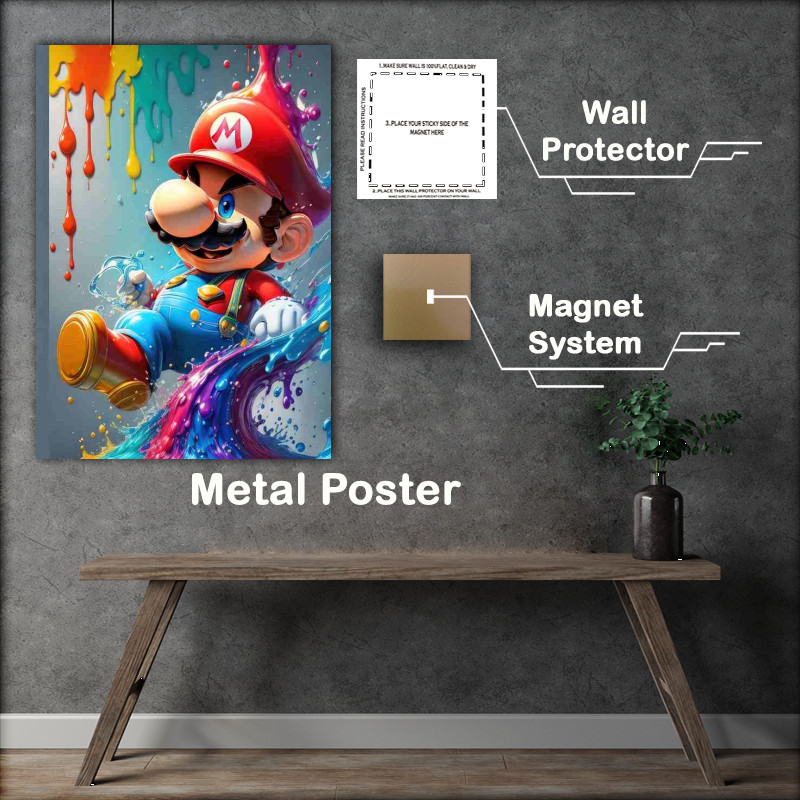 Buy Metal Poster : (colourful mario splast art style)