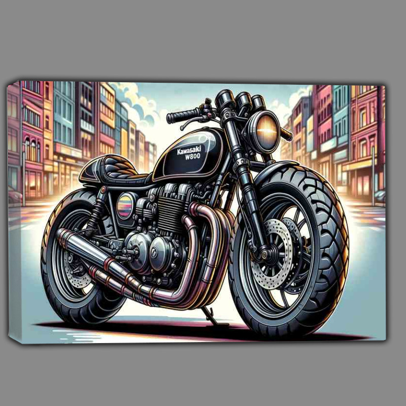 Buy Canvas : (Cool Cartoon Kawasaki W800 Motorcycle Art)