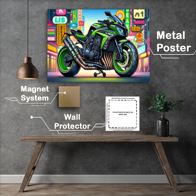 Buy Metal Poster : (Cool Cartoon Kawasaki Z900 Art)