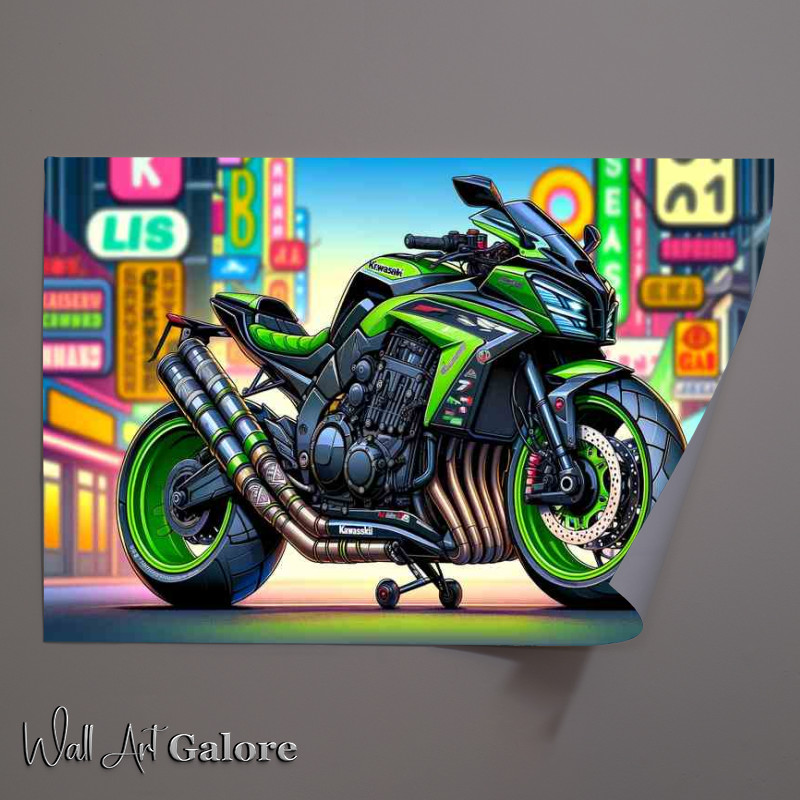 Buy Unframed Poster : (Cool Cartoon Kawasaki Z900 Art)