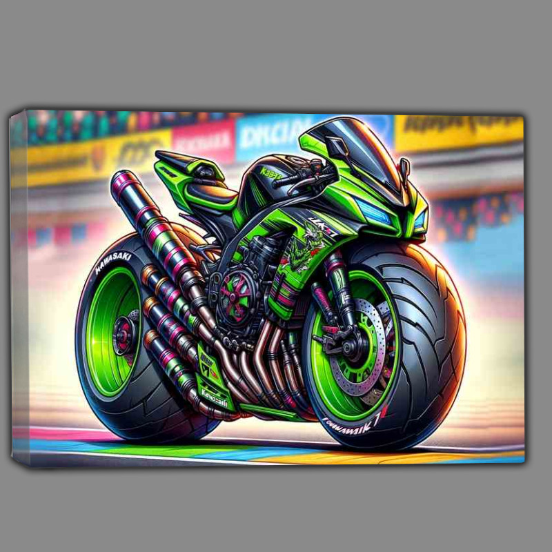 Buy Canvas : (Cool Cartoon Kawasaki ZX 10 Tomcat Motorcycle Art)