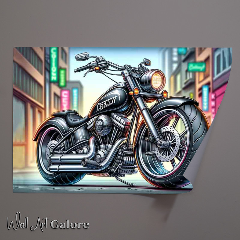 Buy Unframed Poster : (Cool Cartoon Keeway Cruiser 250 Motorcycle Art)