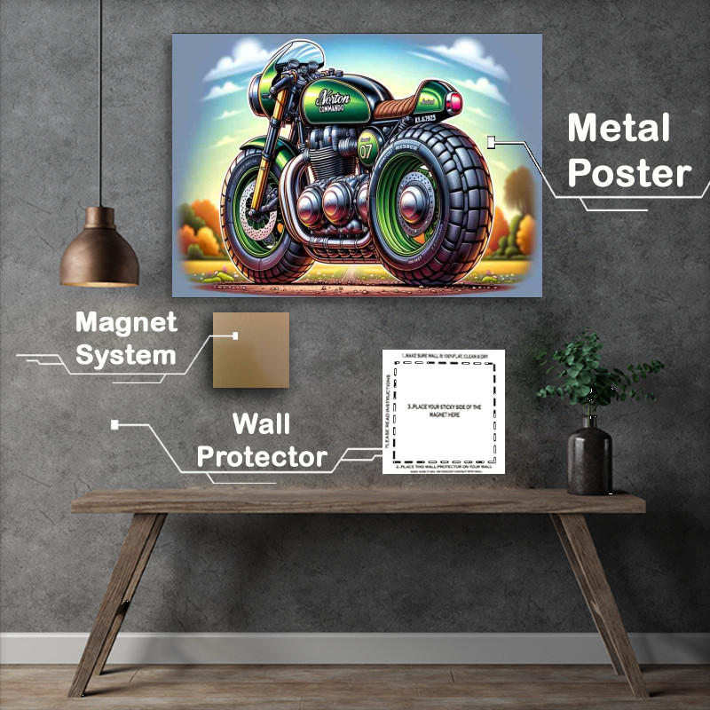 Buy Metal Poster : (Cool Cartoon Norton Commando Motorcycle Art)