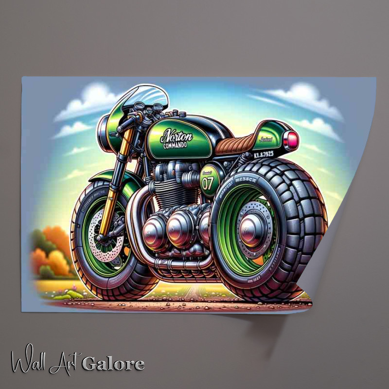 Buy Unframed Poster : (Cool Cartoon Norton Commando Motorcycle Art)