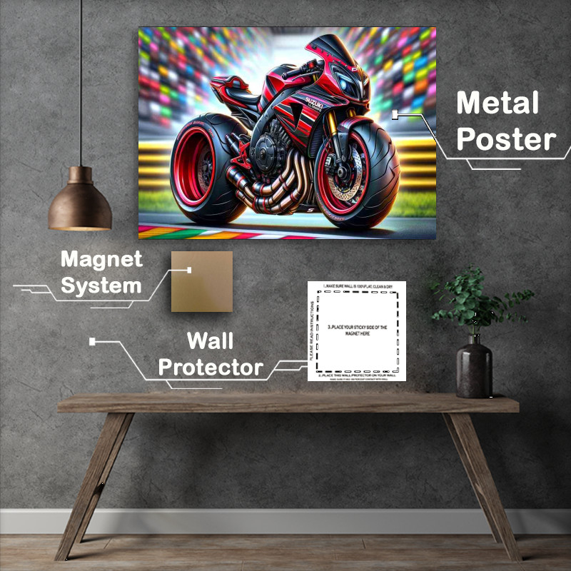 Buy Metal Poster : (Cool Cartoon Suzuki TL1000S Motorcycle Art)