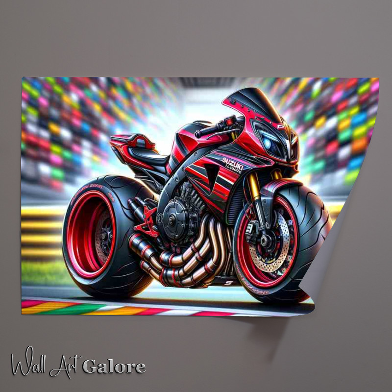 Buy Unframed Poster : (Cool Cartoon Suzuki TL1000S Motorcycle Art)