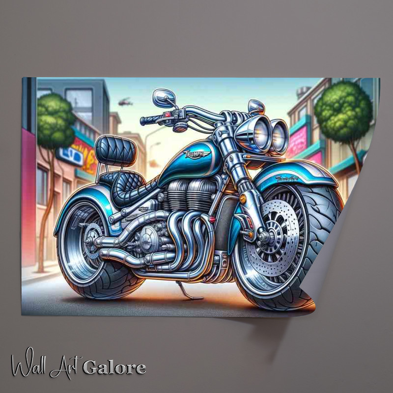 Buy Unframed Poster : (Cool Cartoon Triumph Thunderbird 900 Motorcycle Art)