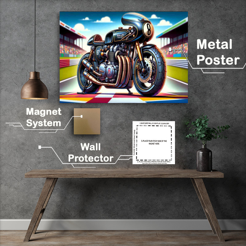 Buy Metal Poster : (Cool Cartoon Velocette Thruxton Motorcycle Art)