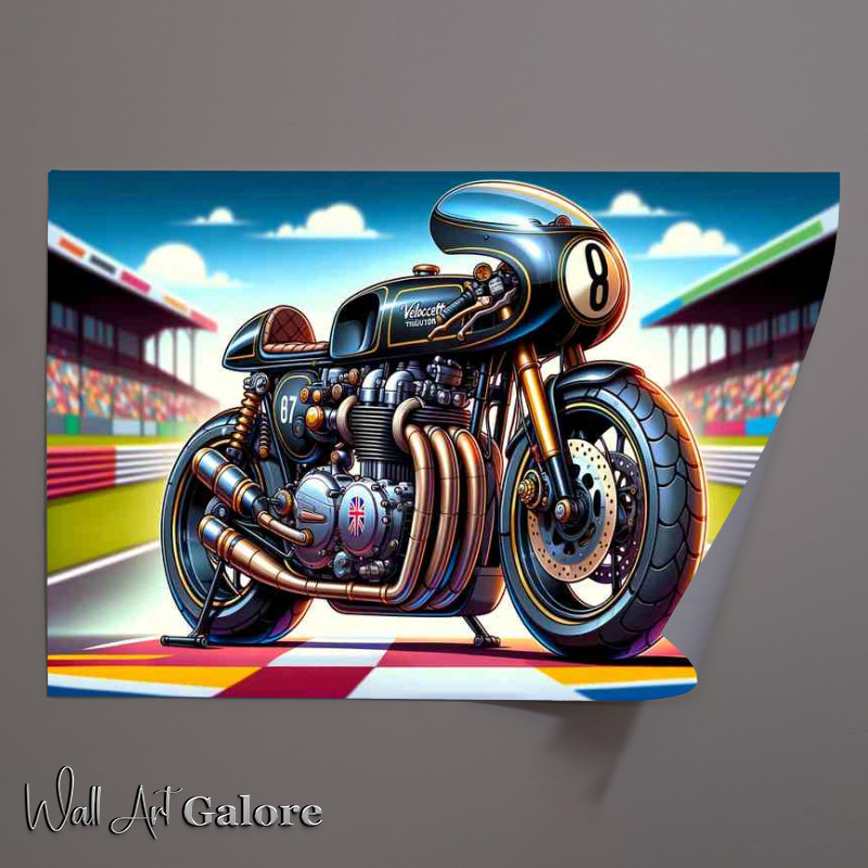 Buy Unframed Poster : (Cool Cartoon Velocette Thruxton Motorcycle Art)